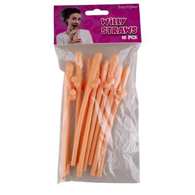 Willy/Penis Plastic Straws, 10pcs / 1pkt