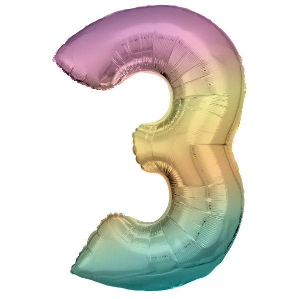 Thumbnail: Pastel Rainbow 34” Number Foil Balloon (each)