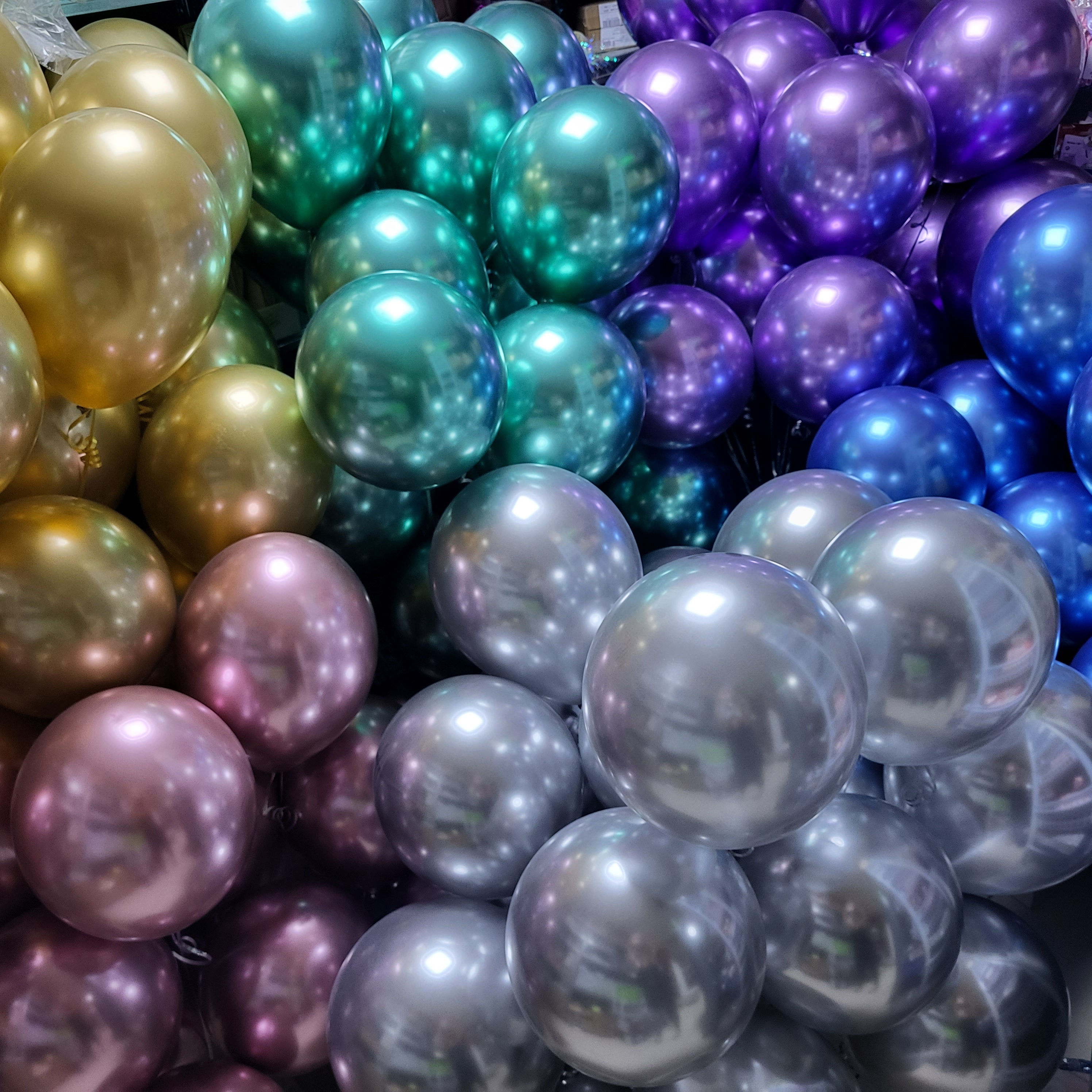 Chrome 14" Latex Balloons including Helium