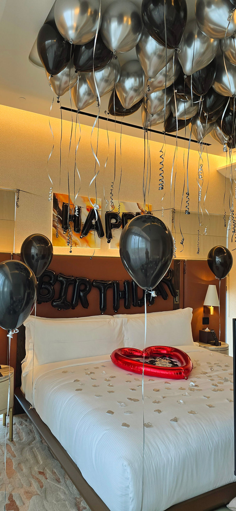 Thumbnail: Hotel room birthday set up for a vip guest 