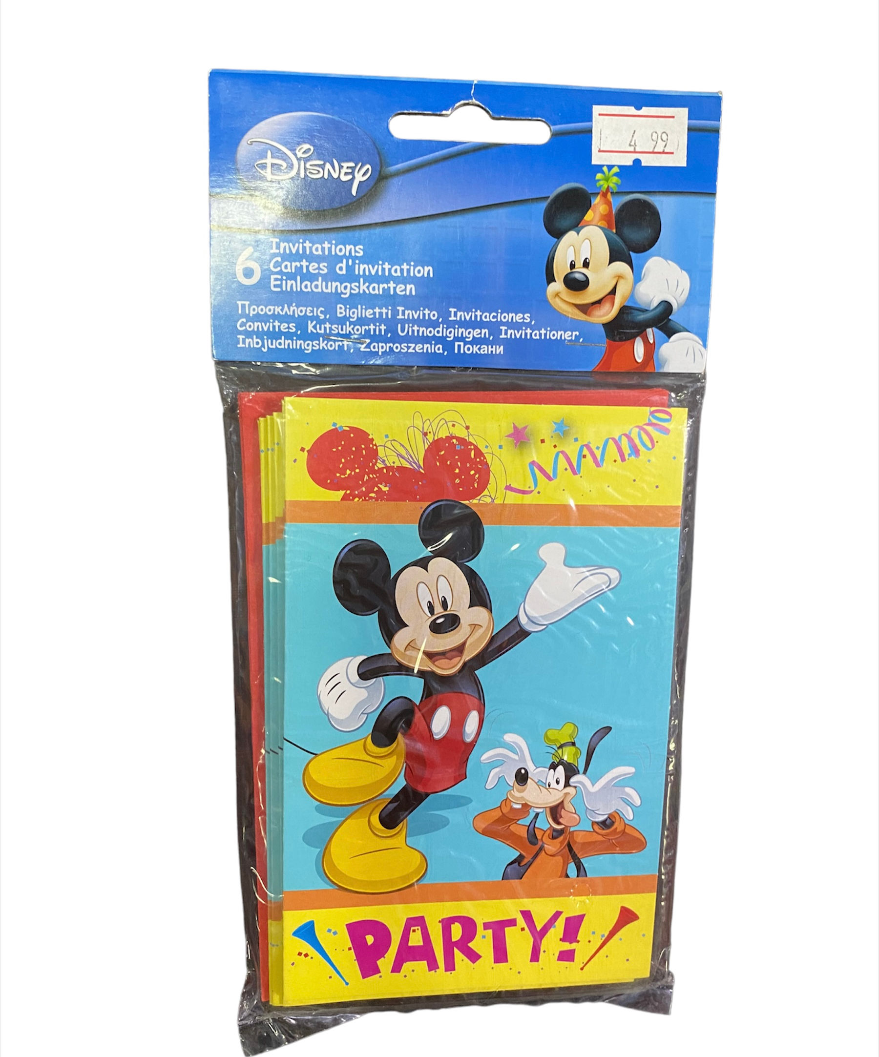 Mickey Mouse Party Invitations, 6pcs / 1pkt