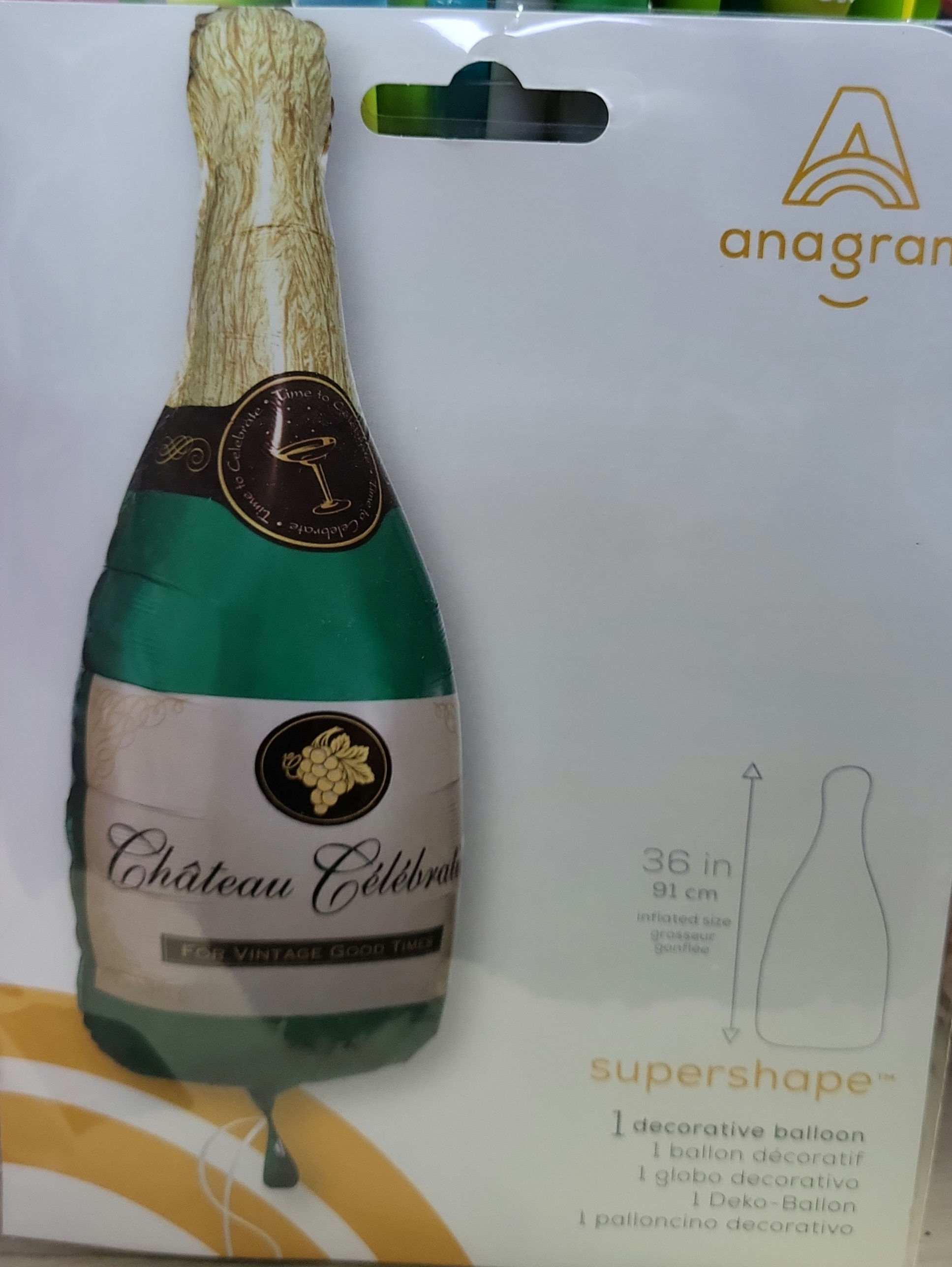 Bubbly champagne Bottle Balloon - 36" Foil
