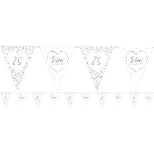 25th Silver Wedding Anniversary Flag Bunting - 3.7m
