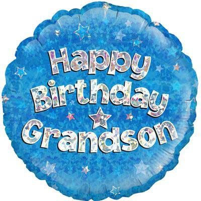 Happy Birthday Grandson Holographic - 18" Foil Balloon