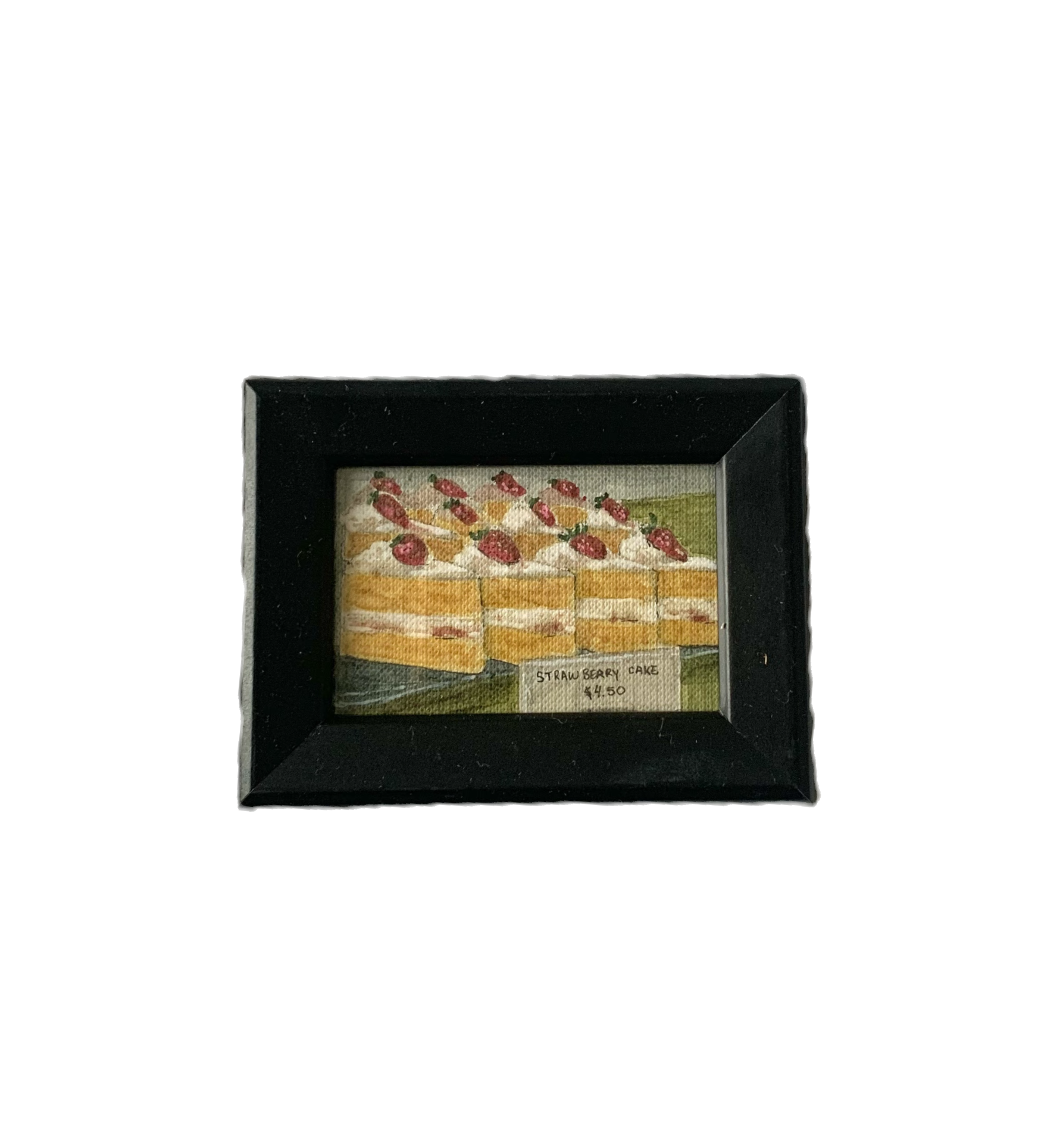 strawberry cake - 4"x3" - vintage frame, original piece