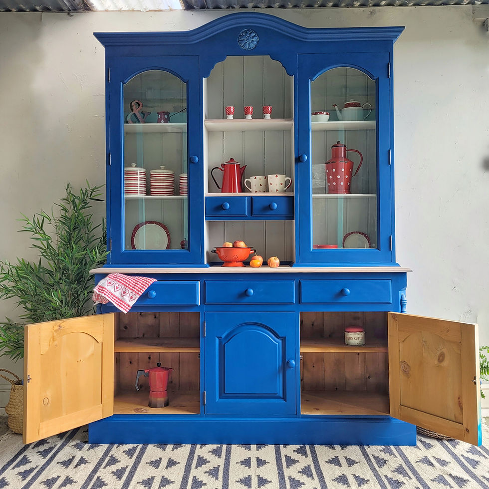 Thumbnail: COMMISSION ITEM - Large Blue and White Hand Painted Dresser
