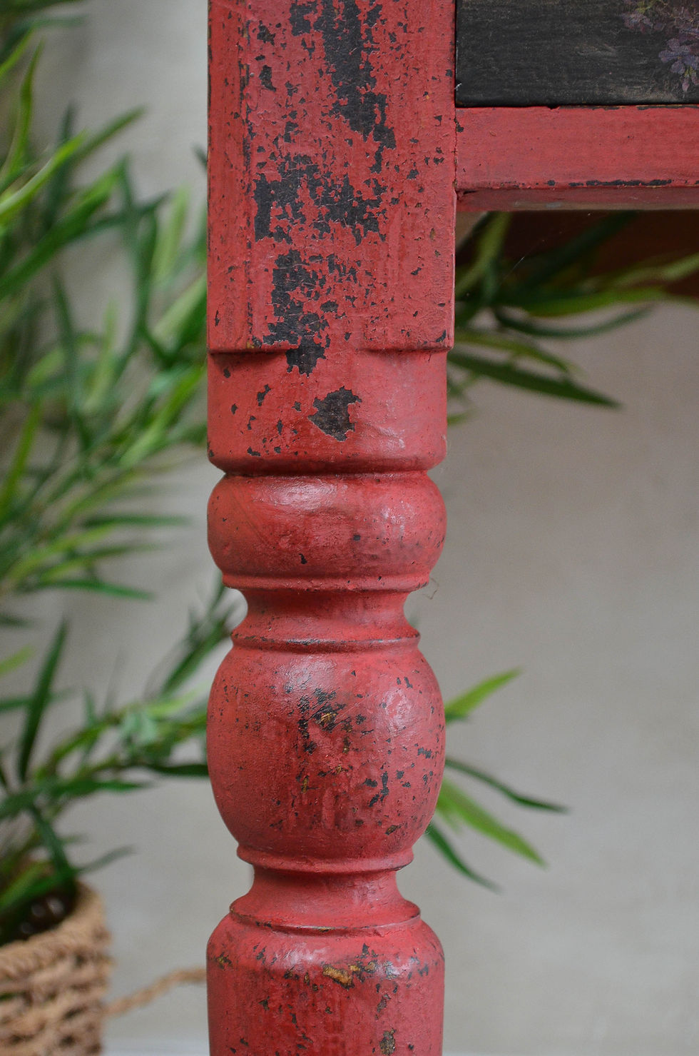Thumbnail: Fleur Black Red Milk Painted  Decoupaged Desk