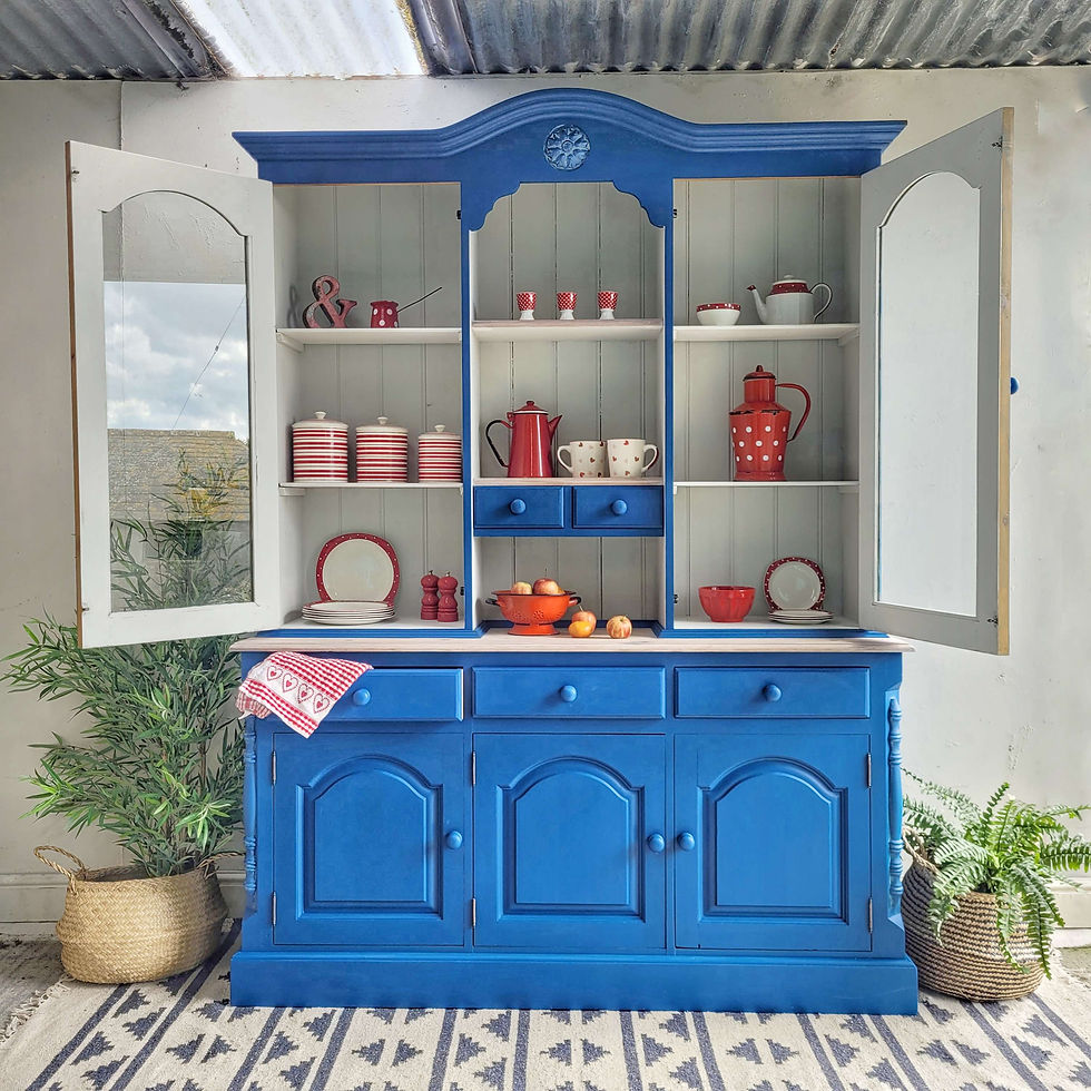 Thumbnail: COMMISSION ITEM - Large Blue and White Hand Painted Dresser