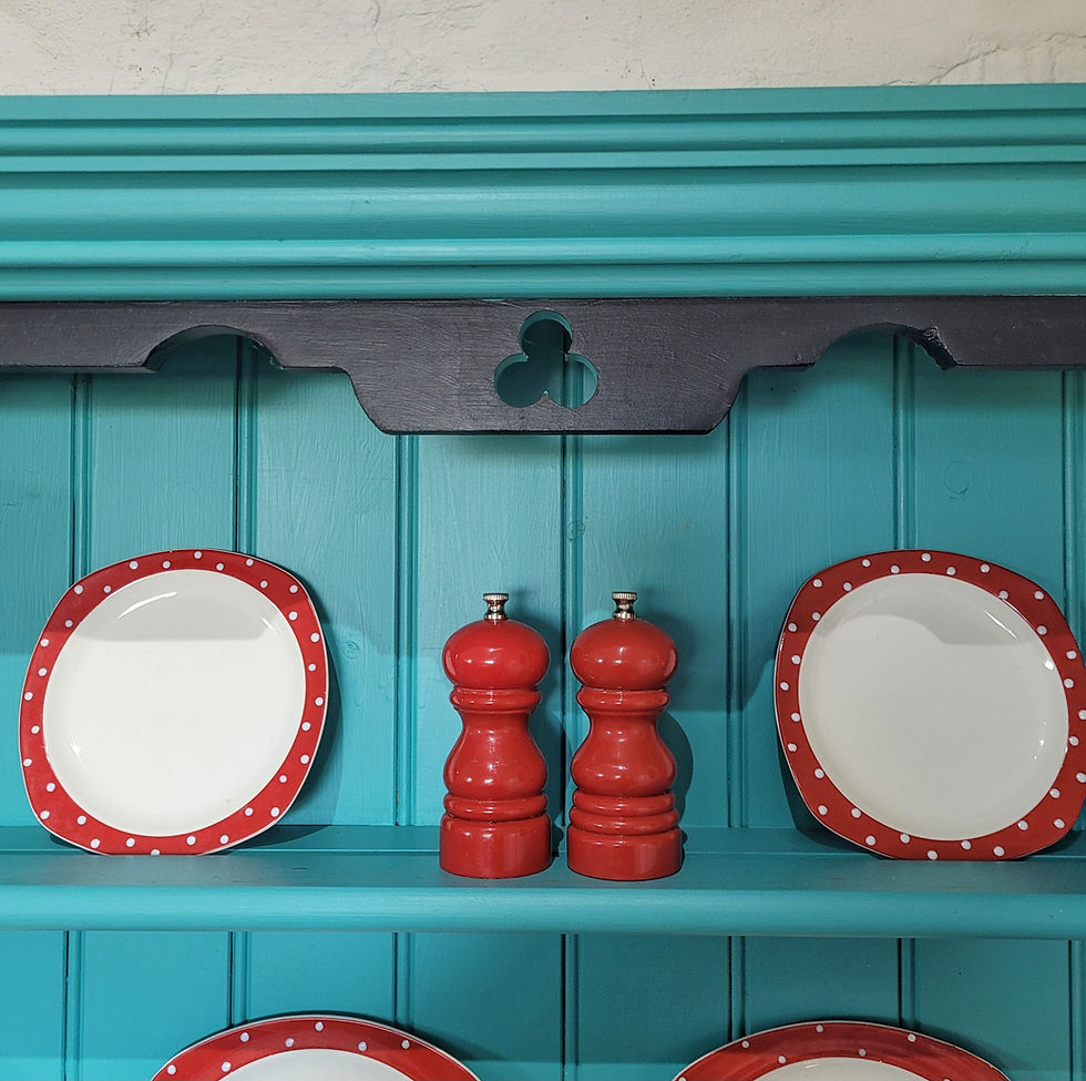 Thumbnail: Available to Commission, Pine Painted Welsh Dresser, Blue, Black, Turquoise
