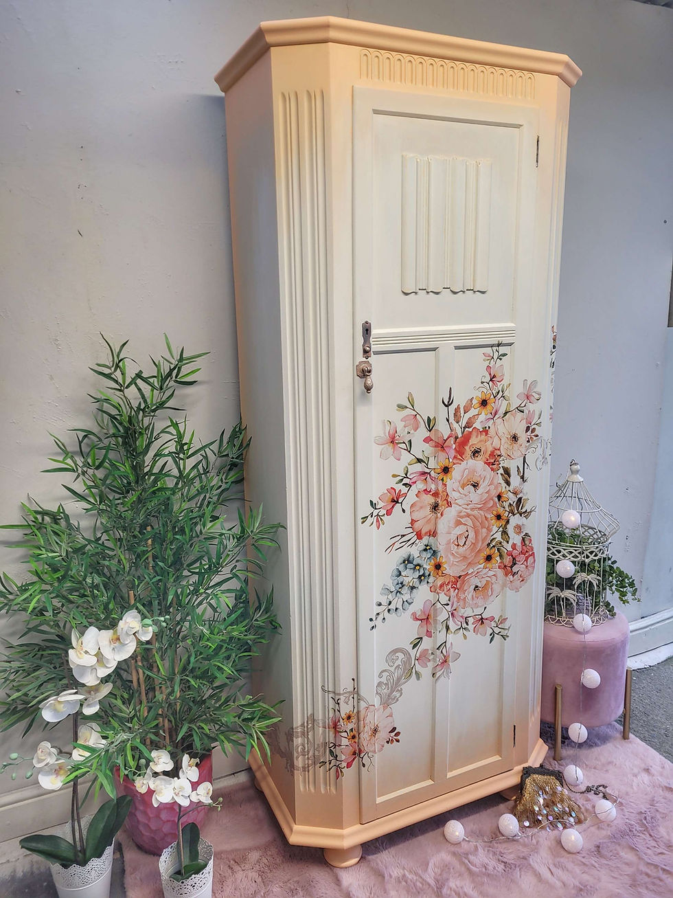 Thumbnail: Wardrobe, girls wardrobe, child's wardrobe, white, coral, orange, floral design