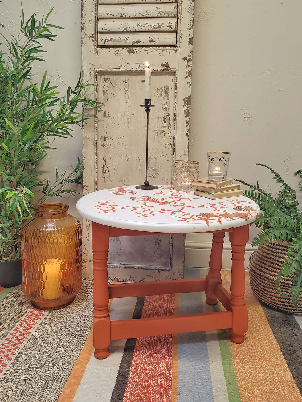 Thumbnail: Side Table, Occasional Table, Coffee Table with Lobster Decoupage Design