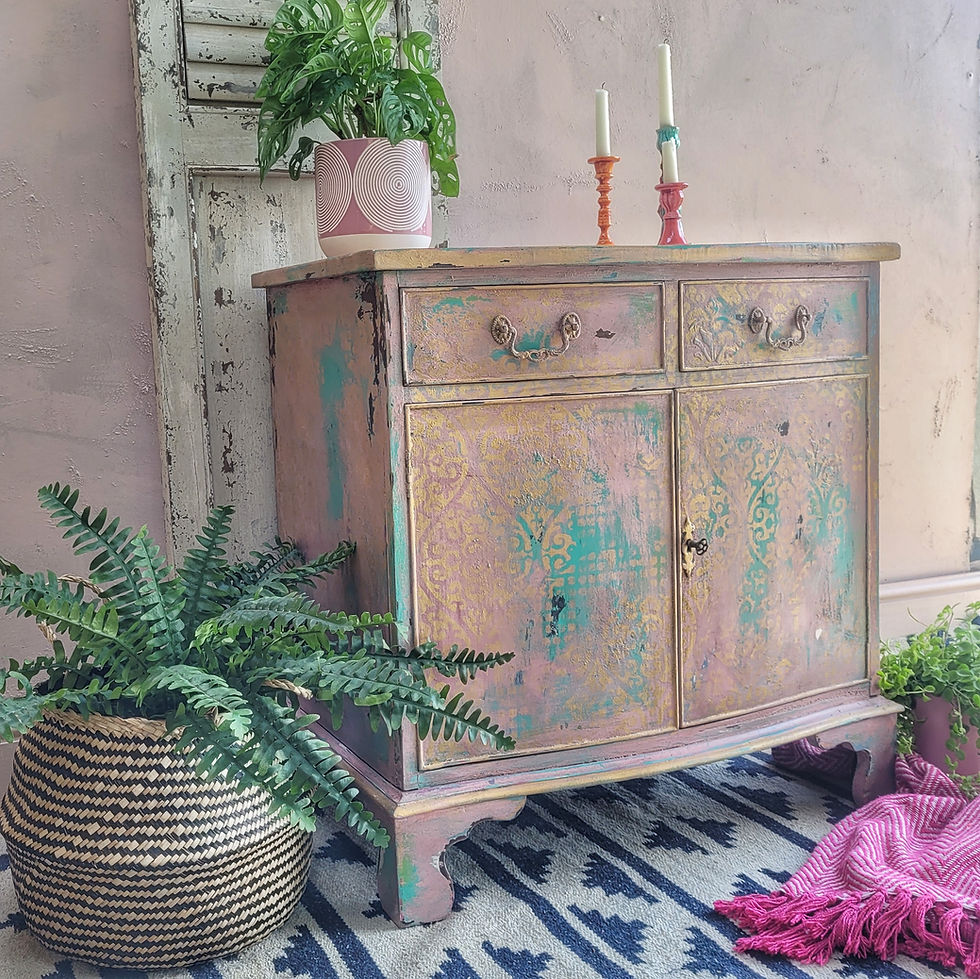 Thumbnail: Pink Vintage Painted Cupboard, Cocktail Cabinet, Sideboard