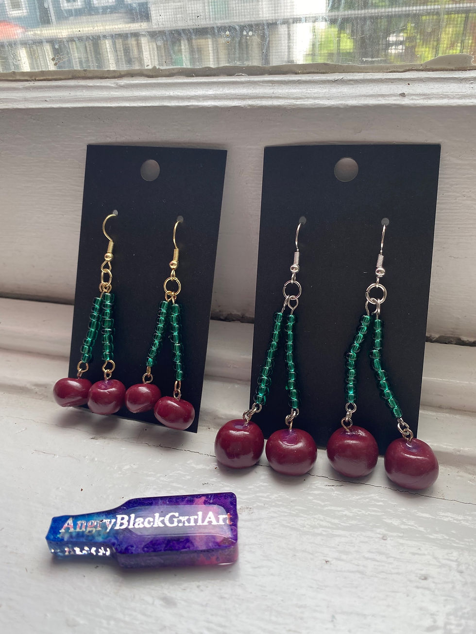 Thumbnail: Cherry Berry clay earrings 