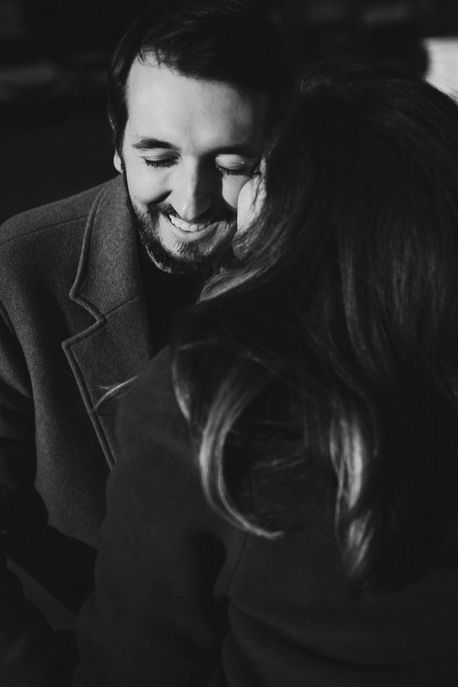 black and white close-up couple kiss in Florence