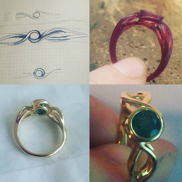 Flower emerald ring