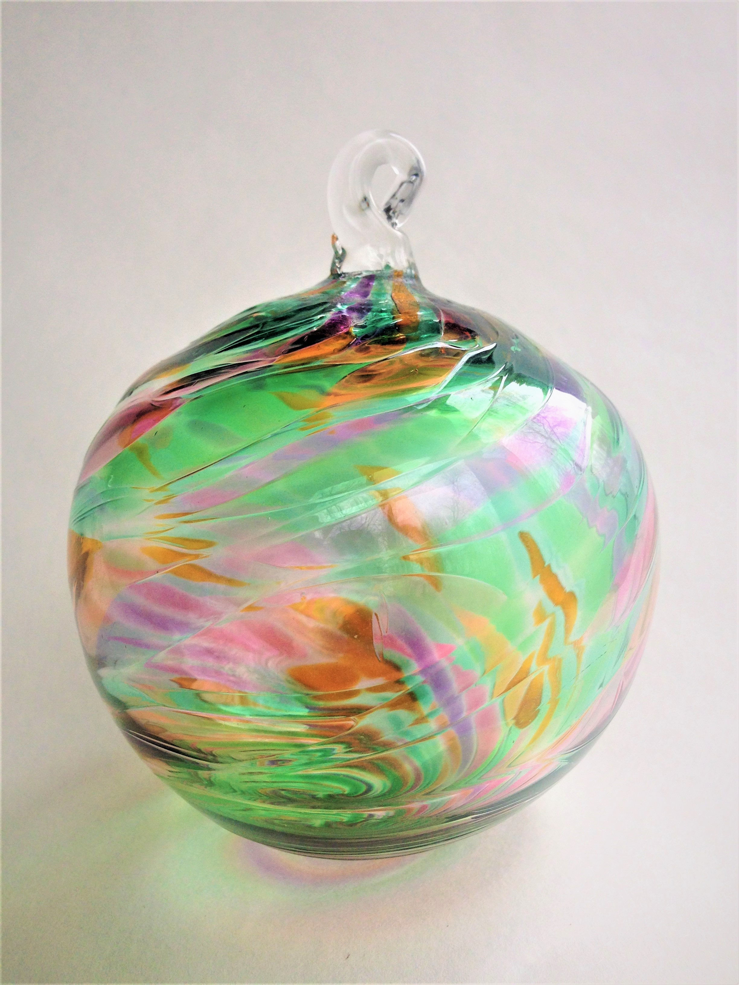 Green Multi Handblown Glass Orb