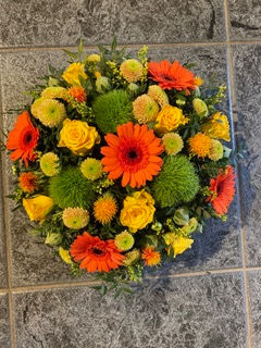 biedermeier groot  geel/oranje/groen
