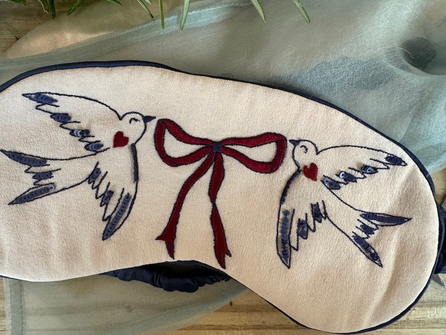 Thumbnail: Embroidered Dove Luxury Silk Sleep Mask