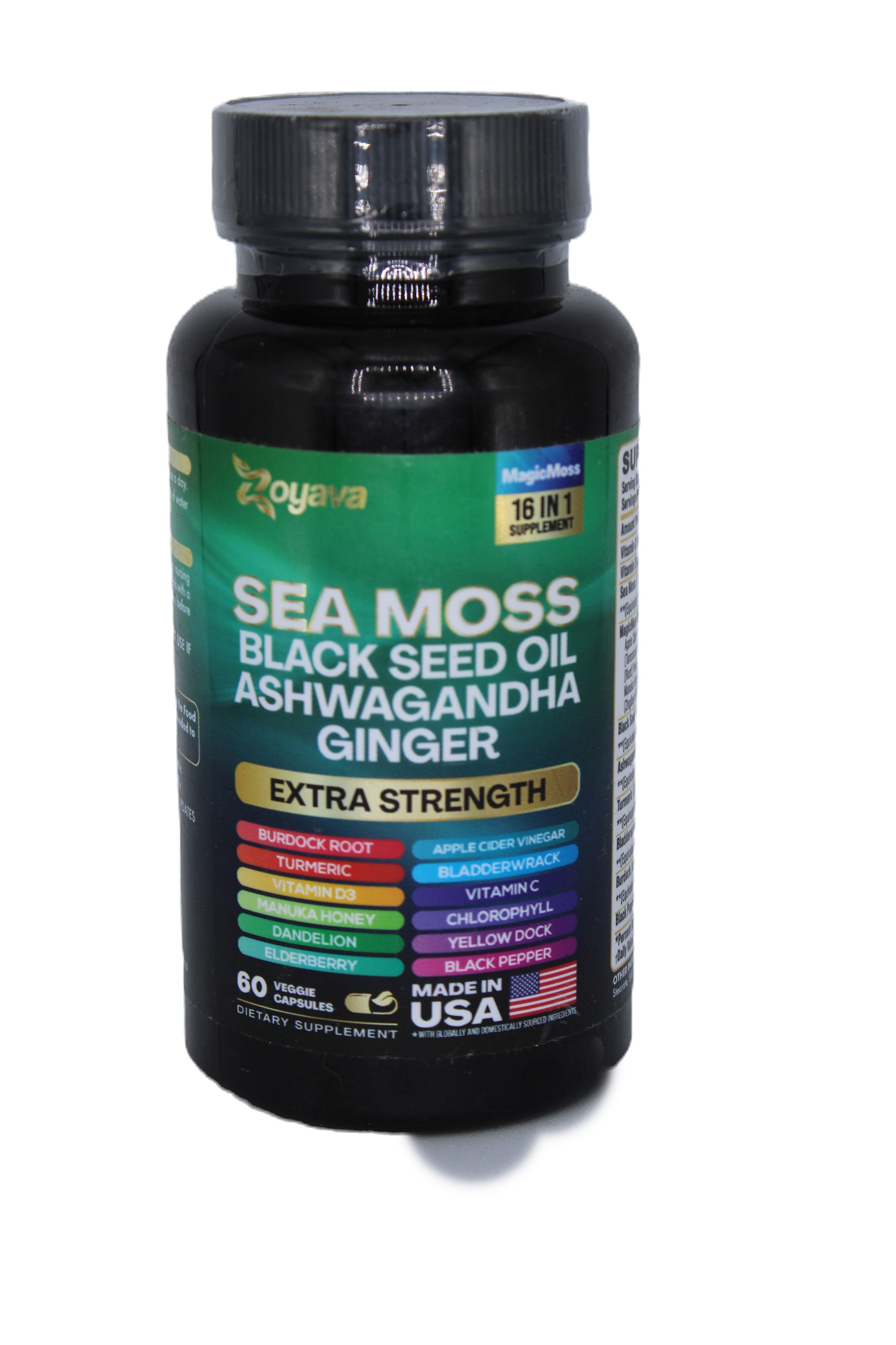 Sea Moss Black Seed Ashwagandha Ginger Complex, 16-in-1 Herbal Supplement