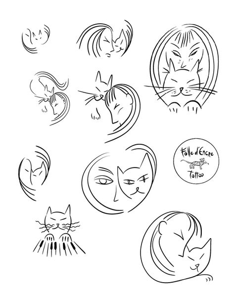 tatouage chat et fille, tatouage chat, tatouage minimaliste, tattoo cat, tattoo cat and girl, minitattoo