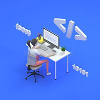 woman-web-developer-working-freelance-isometric-illustration-icon-web-development-concept-