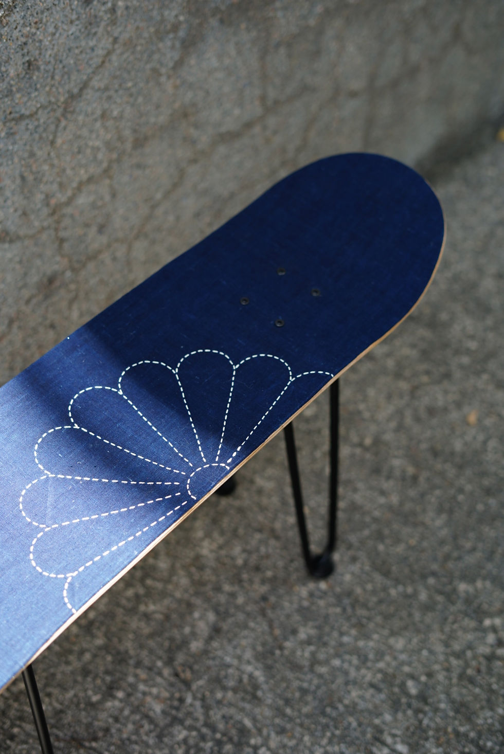 Thumbnail: Handcrafted Sashiko Skateboard Chair