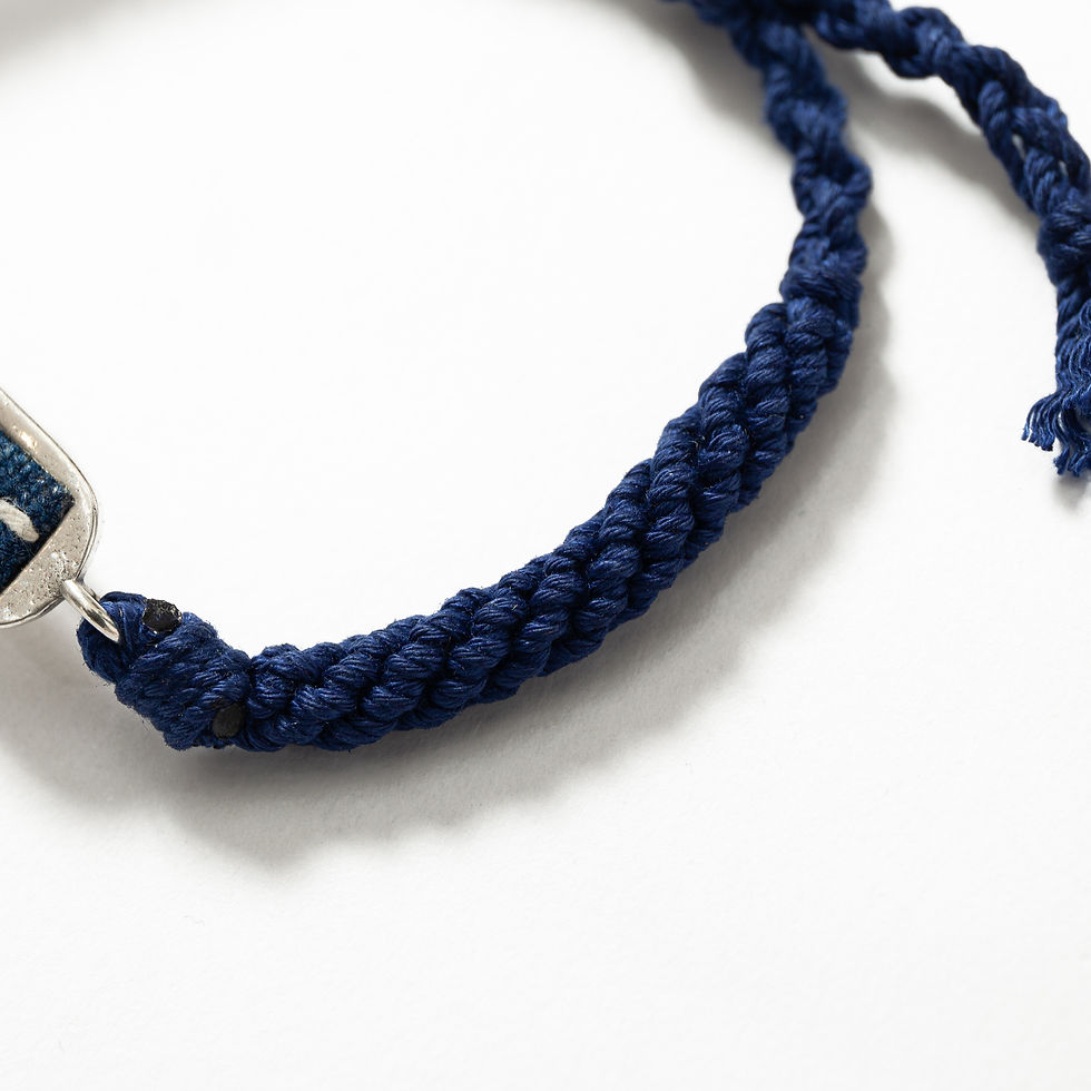 Thumbnail: 【TOUCH】Indigo Patchwork Drawstring Bracelet