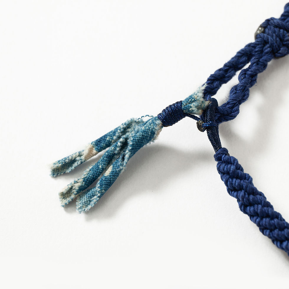 Thumbnail: 【TOUCH】Indigo Patchwork Drawstring Bracelet