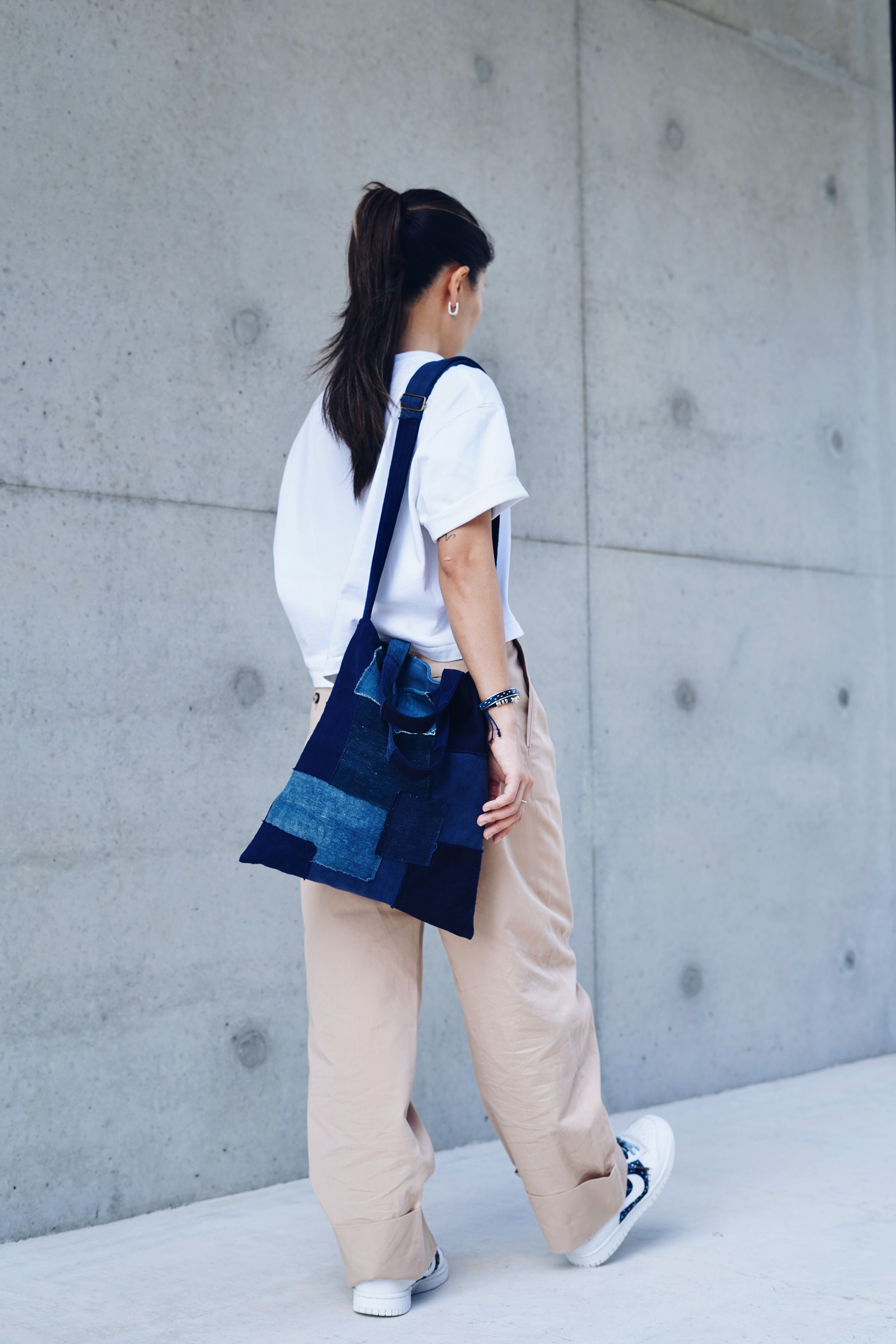 【PAZU】Indigo Patchwork Two Way Bag