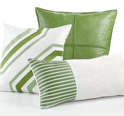decorative pillows: applique leather, pieced, pleated & embroidery