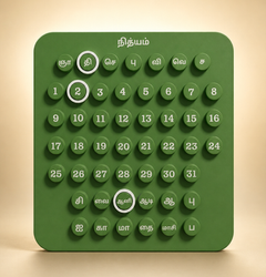 Nithyam Arambh Tamil Edition handcrafted perpetual calendar in Forest