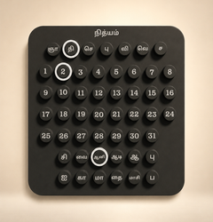 Nithyam Arambh Tamil Edition handcrafted perpetual calendar in Dusk