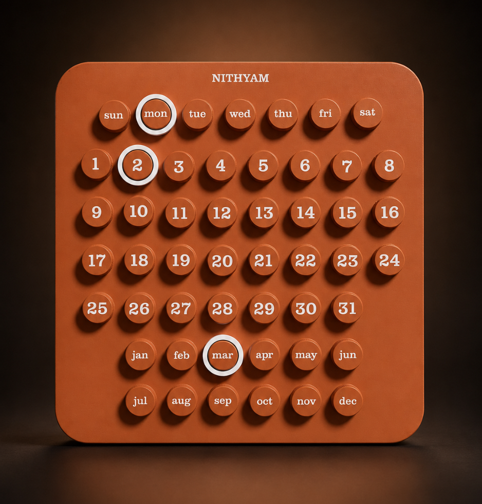 Nithyam Pratham English Edition handcrafted perpetual calendar in Clay