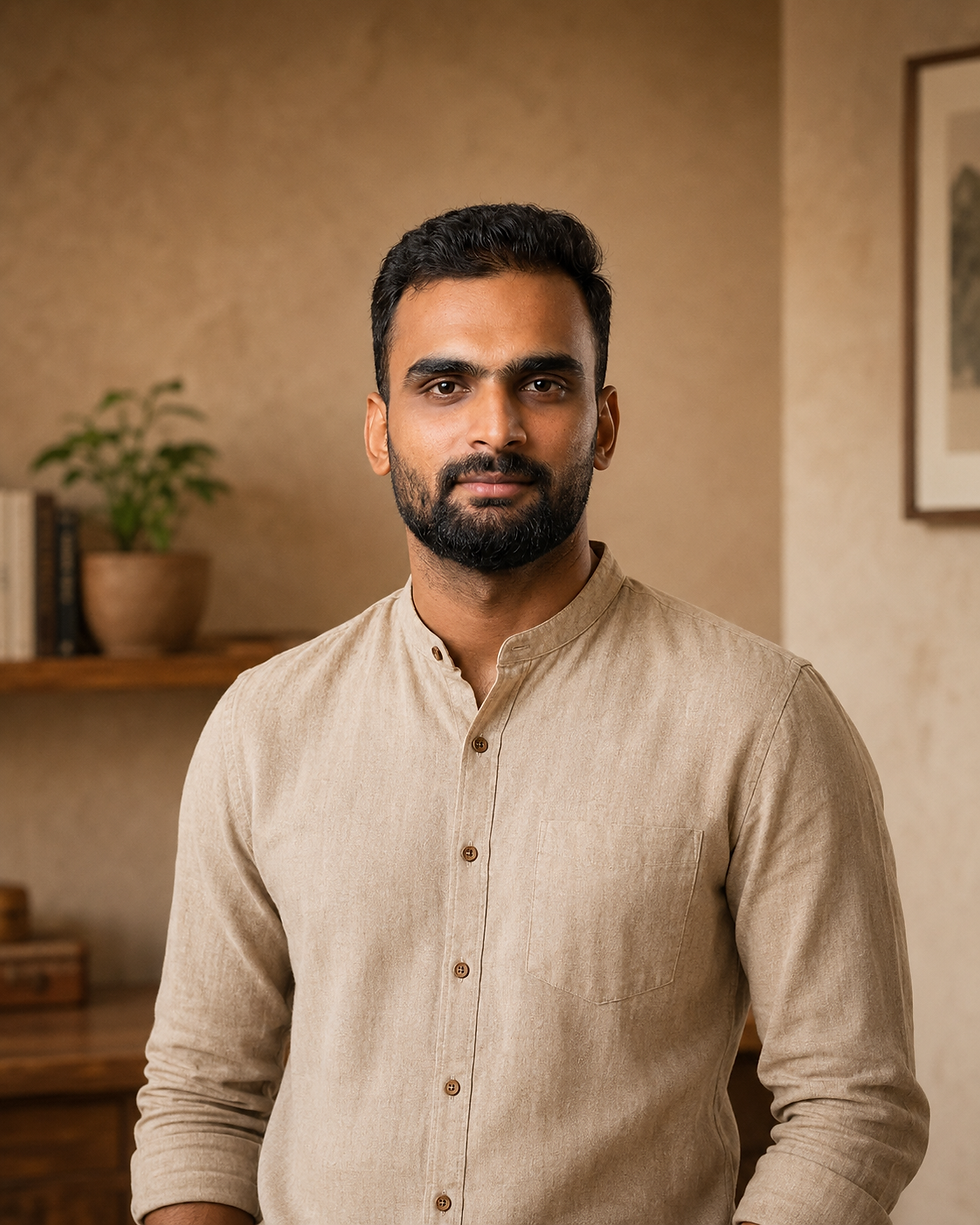 Sethuraj N, maker of Nithyam, working in his studio