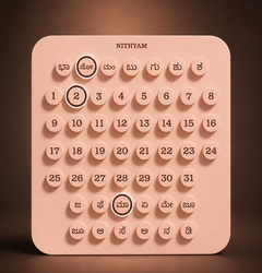 Nithyam Usha Kannada Edition handcrafted perpetual calendar in Blush