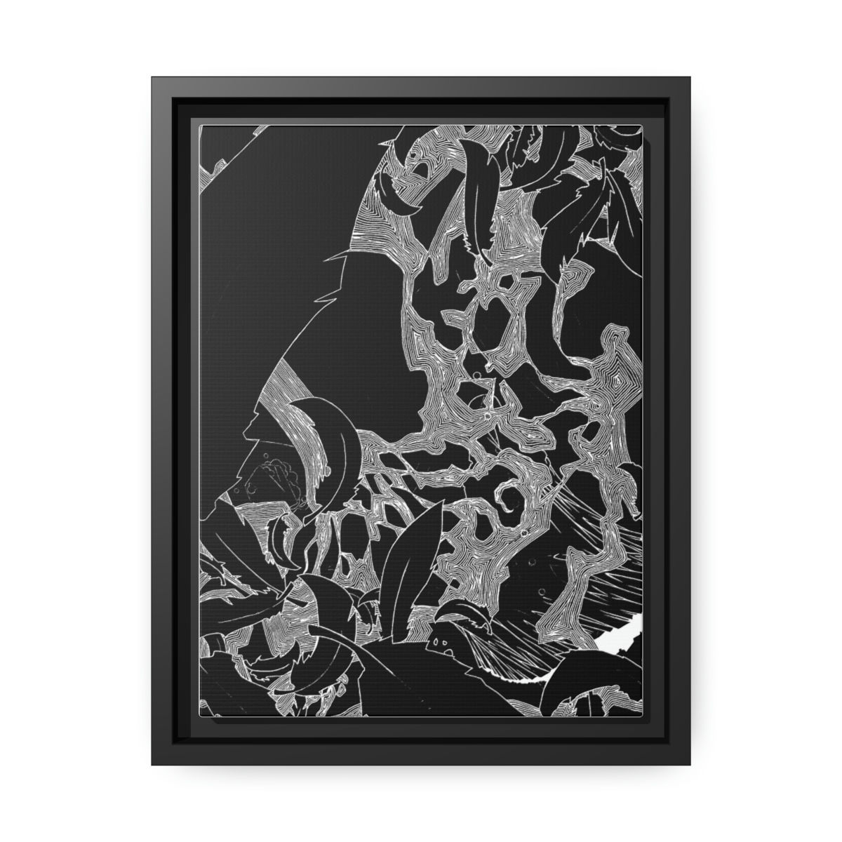 Descending Feathers Inverted: Matte Canvas, Black Frame