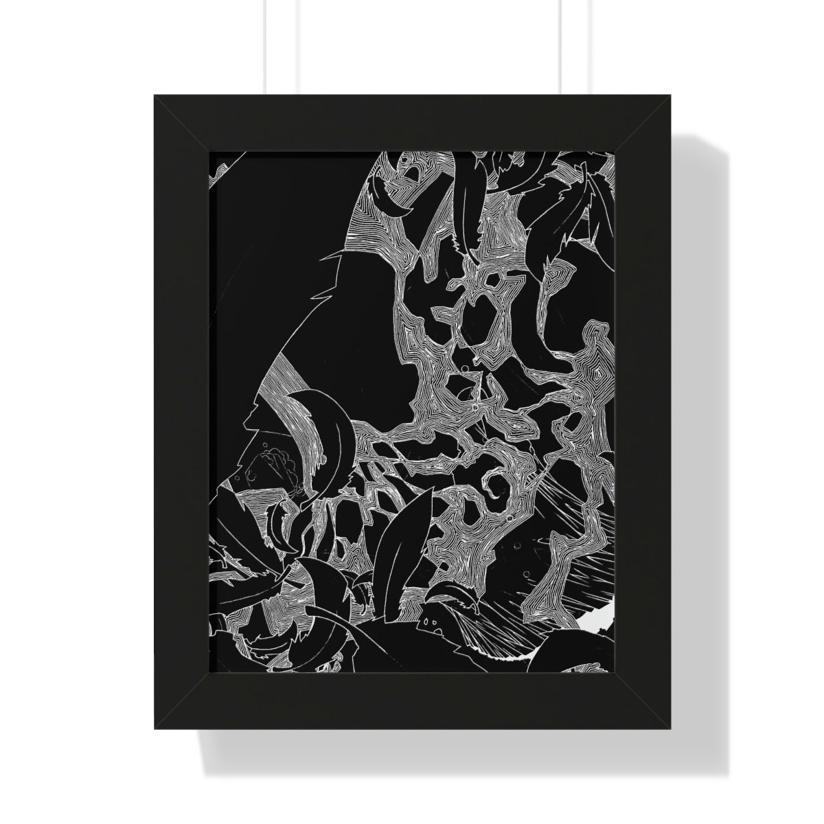 Descending Feathers Inverted: Framed Vertical Poster