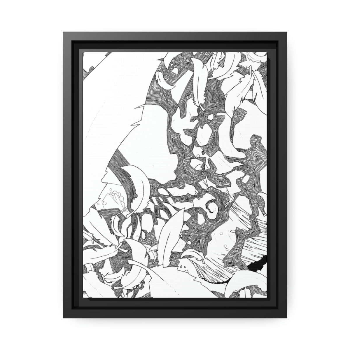 Descending Feathers: Matte Canvas, Black Frame