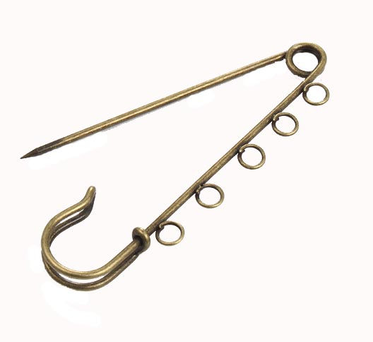 bronze charm brooch pin with five holes