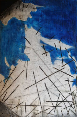 black lines criss-cross white continent against blue oceans