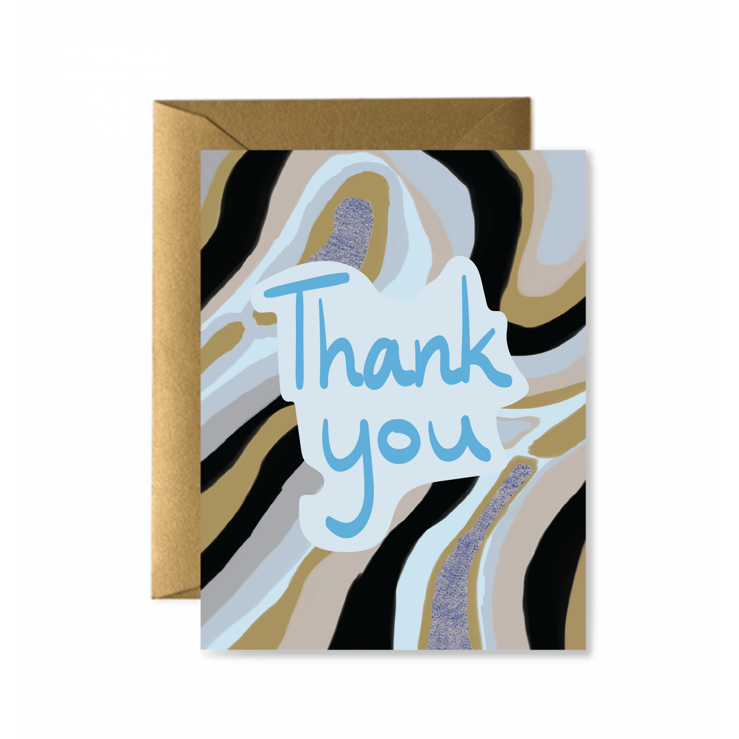 Thank you card with envelope; abstract art, Thank You written on it.