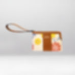 Floral wallet with brown accents and handle, text says LALITA.