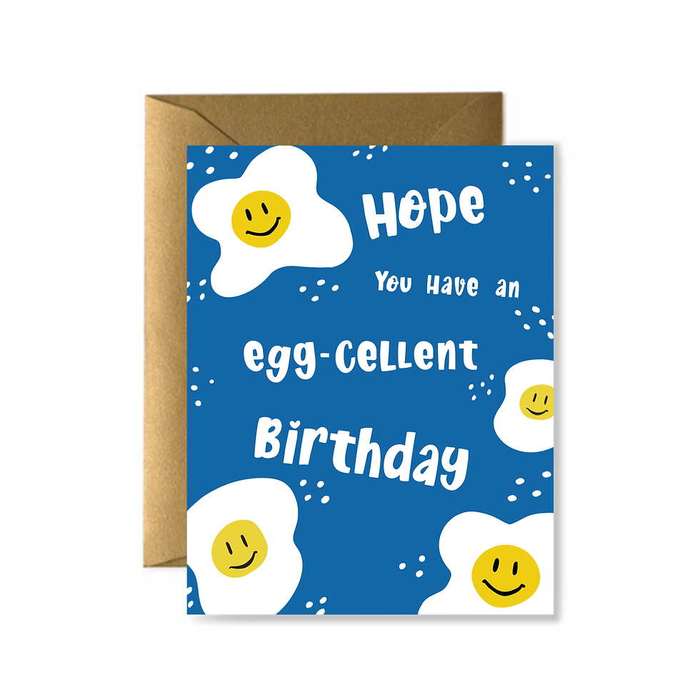 Hope You Have an egg-cellent Birthday card with cute egg illustrations LALITA