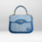 Blue bag with a white and yellow pattern