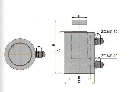 Cermax çift tesirli yüksek tonajlı hidrolik silindir teknik çizimi, strok mesafesi, piston kolu ölçüleri, bağlantı noktaları ve çalışma basıncı detaylarını göstermektedir.