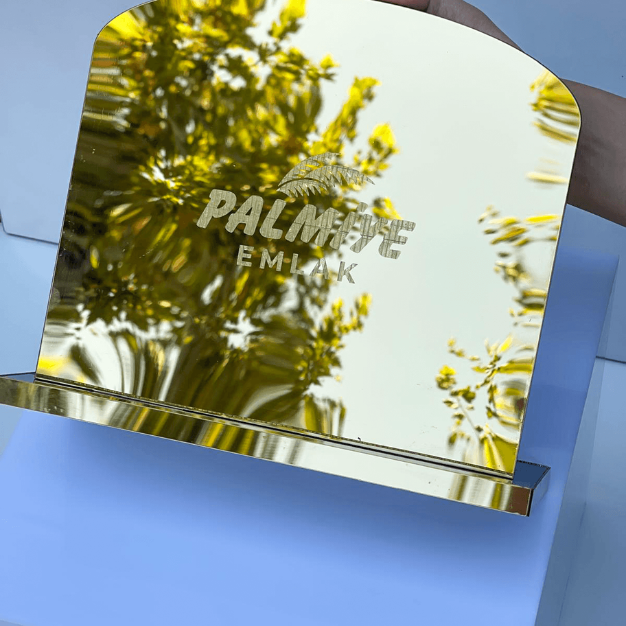 Lüks QR Standı gold ayna detaylı