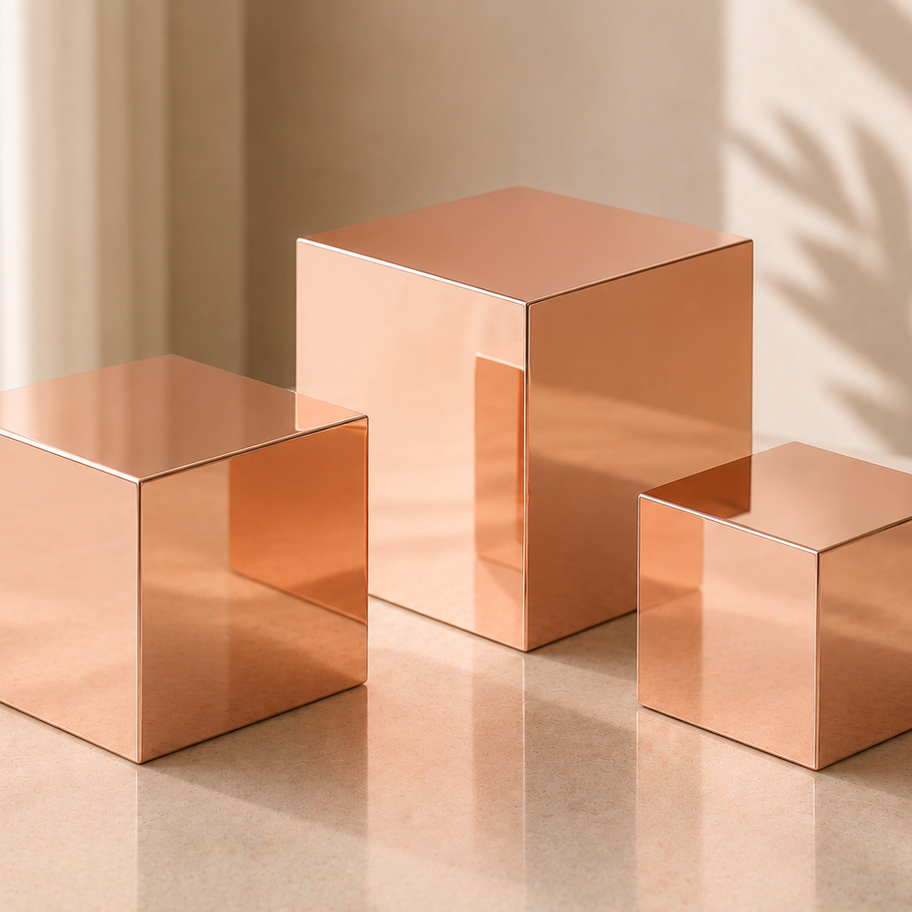 Rose Gold ayna açık büfe yükseltici stand