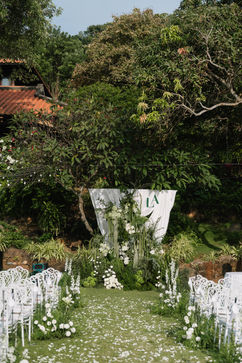 Intimate outdoor wedding ceremony setup for A&L – Binh An Village, Vung Tau