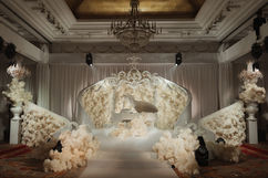 White grand piano on a floral stage at Park Hyatt wedding – Park Hyatt Saigon
