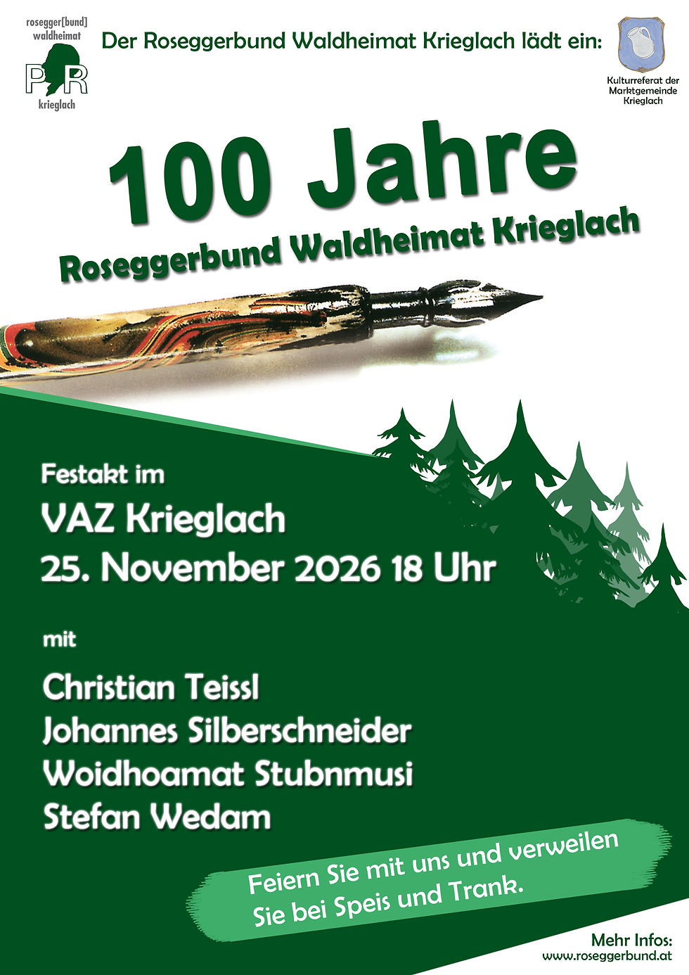 100 Jahre Roseggerbund Waldheimat Krieglach – das wird gefeiert!